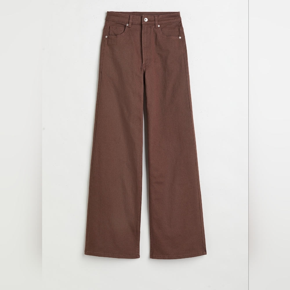 H&M Twill Wide Leg Brown Jeans